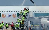 Israeli forces take part in a training exercise simulating a plane crash at Ben-Gurion International Airport outside Tel Aviv, May 17, 2016. (Flash90)