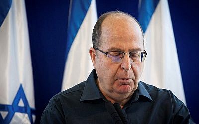 Outgoing Defense Minister and Likud member, Moshe Ya'alon, speaks at a press conference in which he announces his resignation from the Knesset, in the Kirya, the Tel Aviv IDF headquarters, on May 20, 2016. (Miriam Alster/Flash90) Outgoing Defense Minister and Likud member, Moshe Ya'alon, speaks at a press conference in which he announces his resignation from the Knesset, in the Kirya, the Tel Aviv IDF headquarters, on May 20, 2016. (Miriam Alster/Flash90)