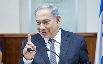 Israeli Prime Minister Benjamin Netanyahu leads the weekly cabinet meeting at the Prime Minister office in Jerusalem on May 22, 2016. Emil Salman/POOL)