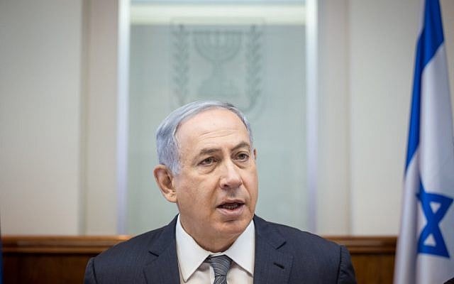Prime Minister Benjamin Netanyahu leads the weekly cabinet meeting at the Prime Minister's Office in Jerusalem on May 22, 2016. (Emil Salman/Pool) Prime Minister Benjamin Netanyahu leads the weekly cabinet meeting at the Prime Minister's Office in Jerusalem on May 22, 2016. (Emil Salman/Pool)