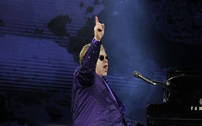 British singer and musician Sir Elton John performs in Tel Aviv on May 26, 2016. (Photo by Miriam Alster/Flash90) British singer and musician Sir Elton John performs in Tel Aviv on May 26, 2016. (Photo by Miriam Alster/Flash90)