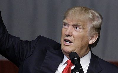 Republican presidential candidate Donald Trump speaks during a campaign rally at the Indiana Theater Sunday, May 1, 2016, in Terre Haute, Ind. (AP/Seth Perlman)