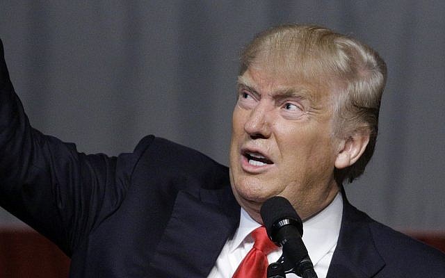Republican presidential candidate Donald Trump speaks during a campaign rally at the Indiana Theater Sunday, May 1, 2016, in Terre Haute, Ind. (AP/Seth Perlman)