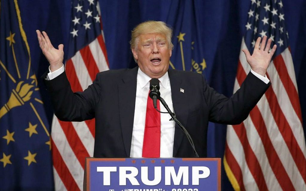 Republican presidential candidate Donald Trump speaks during a campaign stop Monday, May 2, 2016, in South Bend, Indiana. (AP Photo/Charles Rex Arbogast)