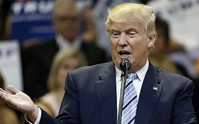 Republican presidential candidate Donald Trump speaks to supporters during a campaign rally at the Rimrock Auto Arena in Billings, Montana on May 26, 2016. (AP Photo/Brennan Linsley)