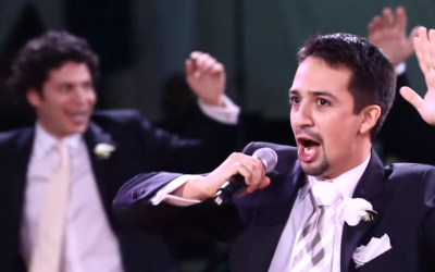 'Hamilton' creator and star Lin-Manuel Miranda performing 'To Life! (L’Chaim!)' from 'Fiddler on the Roof' at his wedding in 2010. (YouTube screenshot via JTA)