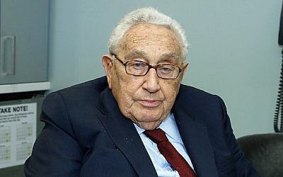 Former United States secretary of state, Henry Kissinger visits Fox Business Network at FOX Studios on December 18, 2015 in New York City. (John Lamparski/Getty Images via JTA)
