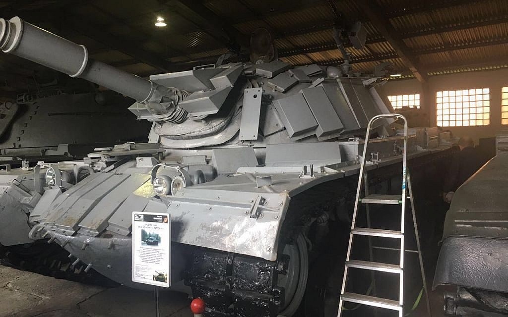 An Israeli tank captured during the Battle of Sultan Yaccoub in the 1982 Lebanon war, on display in the Moscow Military Museum. (Courtesy)