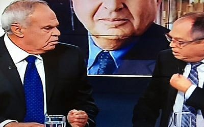 Roni Daniel bangs his fist on the table during a Channel 2 studio debate, May 20, 2016 (Channel 2 screenshot) Roni Daniel bangs his fist on the table during a Channel 2 studio debate, May 20, 2016 (Channel 2 screenshot)