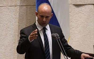 Education Minister Naftali Bennett addresses the Knesset during a Q&A session on May 30, 2016 (Yitzhak Harari/Knesset spokesperson) Education Minister Naftali Bennett addresses the Knesset during a Q&A session on May 30, 2016 (Yitzhak Harari/Knesset spokesperson)