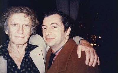 Philippe Mora, right, with his godfather, famous French-Jewish mime and member of the French Resistance, Marcel Marceau in 1993 (courtesy)