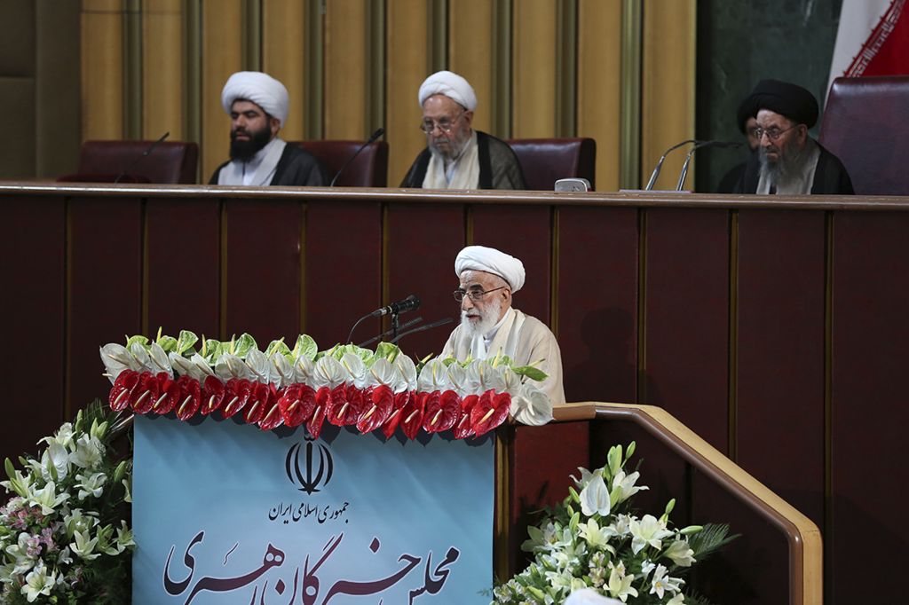 In this photo released by the official website of the office of the Iranian Presidency, hard-line Iranian cleric Ayatollah Ahmad Jannati speaks during an inaugural meeting of the Assembly of Experts in Tehran, May 24, 2016. Jannati was chosen on Tuesday as speaker of the Assembly of Experts, a clerical body that is mainly tasked with selecting the country's supreme leader. The official IRNA news agency said 89-year-old Ayatollah Ahmad Jannati won 51 votes in the 88-seat Assembly and would serve as speaker for the next two years. (Iranian Presidency Office via AP) In this photo released by the official website of the office of the Iranian Presidency, hard-line Iranian cleric Ayatollah Ahmad Jannati speaks during an inaugural meeting of the Assembly of Experts in Tehran, May 24, 2016. Jannati was chosen on Tuesday as speaker of the Assembly of Experts, a clerical body that is mainly tasked with selecting the country's supreme leader. The official IRNA news agency said 89-year-old Ayatollah Ahmad Jannati won 51 votes in the 88-seat Assembly and would serve as speaker for the next two years. (Iranian Presidency Office via AP)