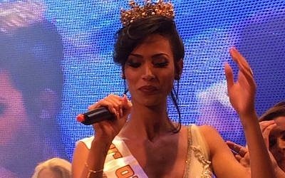 Ta’alin Abu Hanna reacting to being crowned Miss Trans Israel in Tel Aviv, May 27, 2016. (Breaking News, via JTA) Ta’alin Abu Hanna reacting to being crowned Miss Trans Israel in Tel Aviv, May 27, 2016. (Breaking News, via JTA)