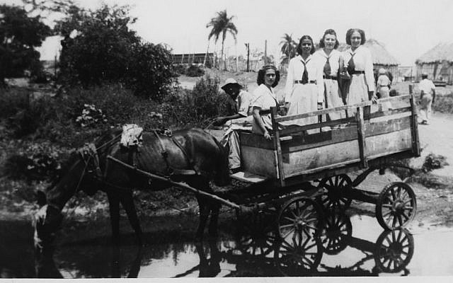 Isabel Schiller and friends in their high school uniforms in Santo Domingo, Cuba, late 1930's-early 1940's. (Courtesy)