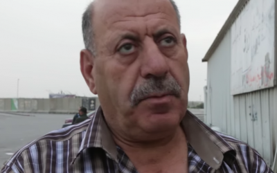 Screen shot of Mahmud Abu Eid, 61, from the Ramallah area, who manages a Rami Levy supermarket in Ramot Jerusalem. He was waiting to go through the Qalandiya Crossing on May 3, 2016. (Luke Tress / Times of Israel) Screen shot of Mahmud Abu Eid, 61, from the Ramallah area, who manages a Rami Levy supermarket in Ramot Jerusalem. He was waiting to go through the Qalandiya Crossing on May 3, 2016. (Luke Tress / Times of Israel)