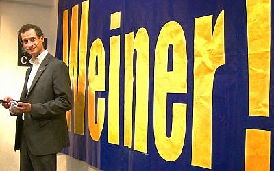 Anthony Weiner’s surprising and scandal-ridden New York City mayoral campaign is the subject of a new documentary film. (Courtesy of Sundance Selects via JTA)