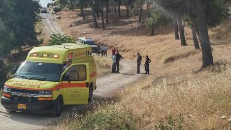 Rescuers at the site of a stabbing attack that left two elderly women moderately wounded, in Armon Hanatziv in southern Jerusalem, May 10, 2016. (Magen David Adom) Rescuers at the site of a stabbing attack that left two elderly women moderately wounded, in Armon Hanatziv in southern Jerusalem, May 10, 2016. (Magen David Adom)