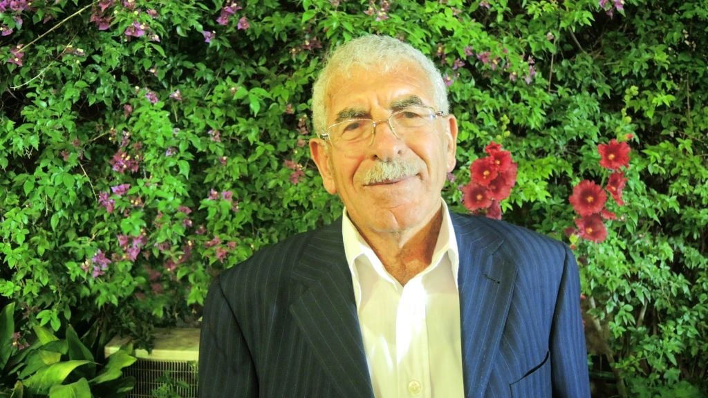 Gazan strawberry farmer Ahmed Shafai, 79, at the US Consul General in Jerusalem. Although strawberries were out of season and were not featured on the menu, Shafai is known as the 'grandfather' of strawberry farming in Gaza. (Melanie Lidman/Times of Israel)