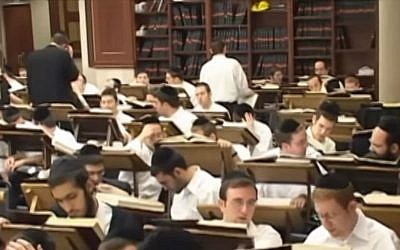 Students at the Beth Medrash Govoha yeshiva in Lakewood, New Jersey. (YouTube screenshot)