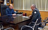 Outgoing Defense Minister Moshe Ya'alon meets with IDF Chief of General Staff Gadi Eisenkot in his Tel Aviv office on Sunday, May 22, 2016 (Ariel Hermoni/Defense Ministry)