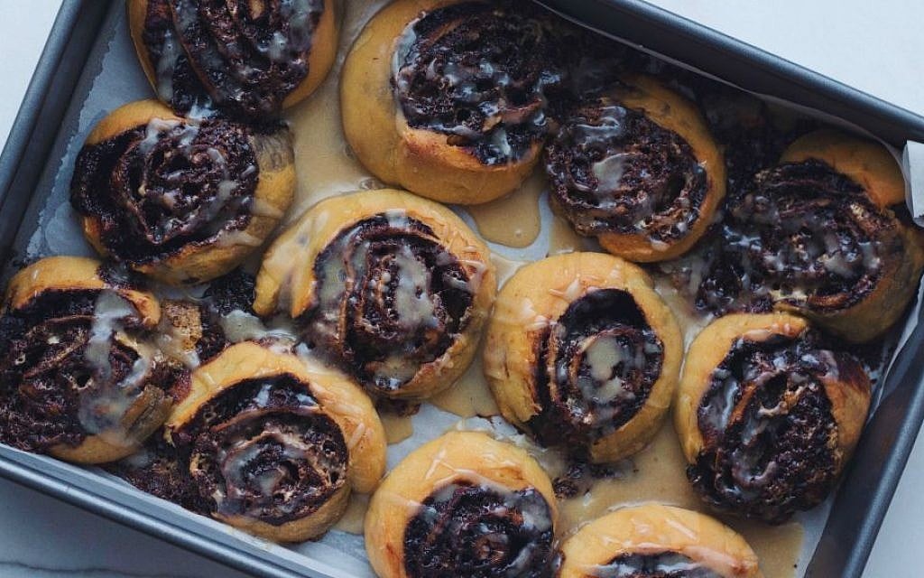 Chocolate, Halvah, and Tahini Swirl Buns (Shannon Sarna/via JTA) Chocolate, Halvah, and Tahini Swirl Buns (Shannon Sarna/via JTA)