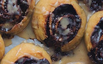 Soft, chewy, and overflowing with rich and comforting chocolate, tahini, and cinnamon, these buns are great for dessert or coffee (Shannon Sarna/via JTA)
