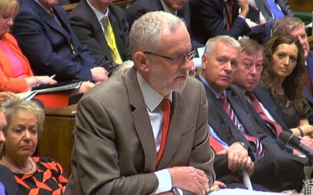 Jeremy Corbyn addressing the UK House of Commons on May 4, 2016. (screen capture: Parliamentlive.tv)