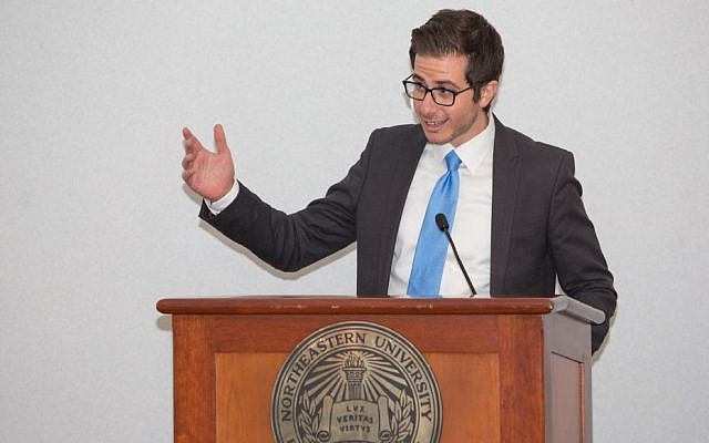 During an October 2015 advocacy conference at Northeastern University in Boston, George Deek of Israel's foreign service speaks about the Jewish state (Elan Kawesch/The Times of Israel)