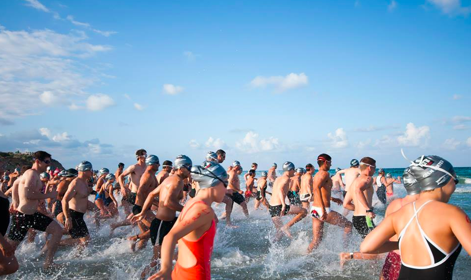 From another open swim event last summer, July 2015, part of a series of community swim races in the Mediterranean (Courtesy Open Swim Israel Facebook page/Eden Graziani)