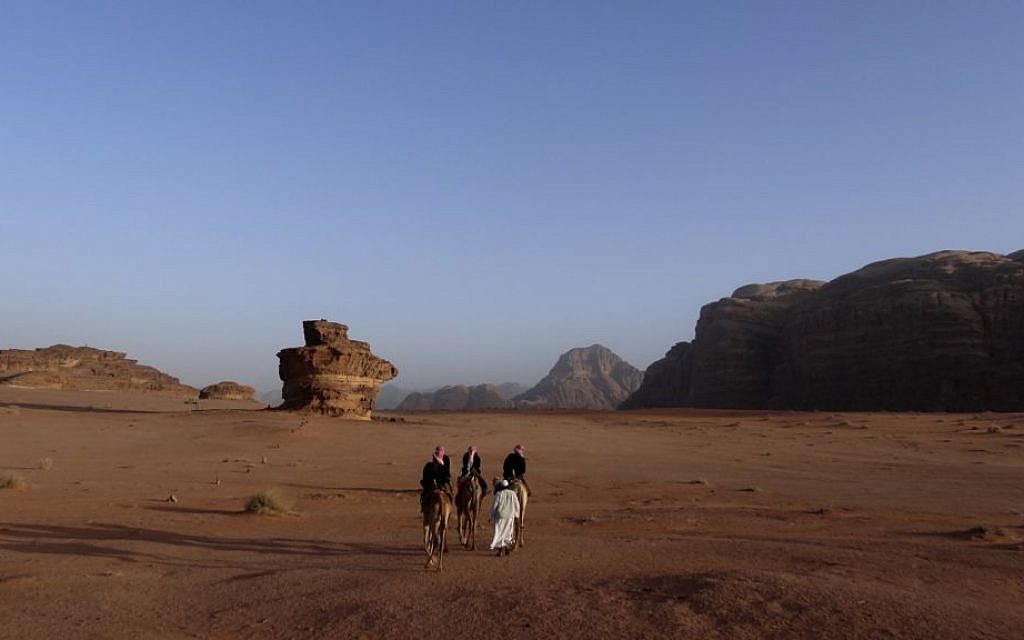 Bedoins seen riding camels in tdesert in Jordan, February 8, 2013. (Lucie March/Flash90) Bedoins seen riding camels in tdesert in Jordan, February 8, 2013. (Lucie March/Flash90)