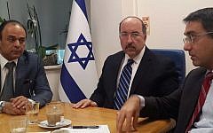 Israel's Consul-General in Istanbul Shai Cohen (left) meets with Ministry of Foreign Affairs Director-General Dore Gold and Bureau Chief Gilad Cohen on March 21, 2016 in Istanbul, Turkey. (MFA)