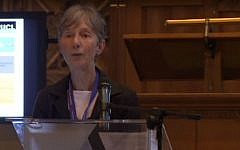Catherine Hall speaking at the Colonial Legacy Conference at Utrecht University on June 21, 2013. (Screen capture: YouTube)