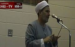 Canadian Imam Sharif Mady giving a sermon in which he says peace accords with Israel are 'useless garbage,' Alberta, Edmonton, Canada, published online, May 6 2016. (YouTube screenshot/MEMRITV)