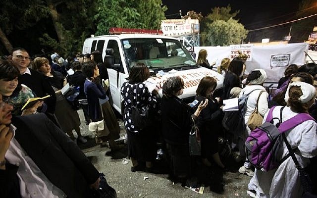 The faithful pray on Mount Meron on May 26, 2016as an ambulance stands by (Courtesy Magen David Adom) The faithful pray on Mount Meron on May 26, 2016as an ambulance stands by (Courtesy Magen David Adom)