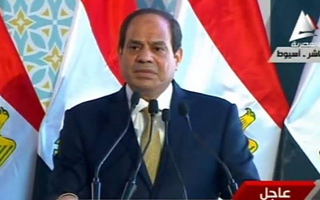 Egyptian President Abdel -Fattah el-Sissi delivers a televised speech on May 17, 2016 (screen capture) Egyptian President Abdel -Fattah el-Sissi delivers a televised speech on May 17, 2016 (screen capture)