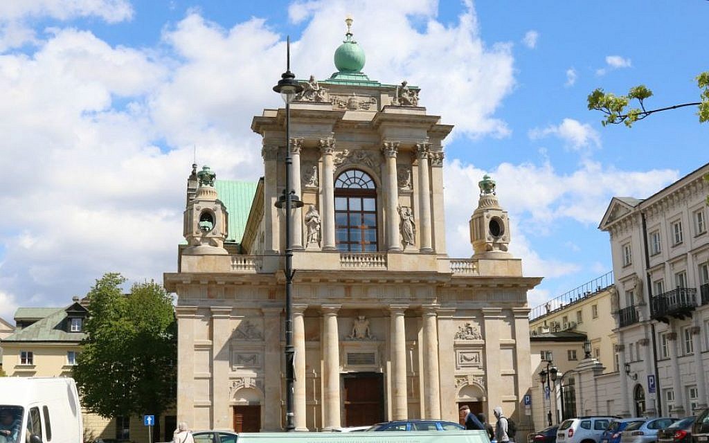 A Carmelite church on Warsaw's "Royal Route," home to some of the few buildings which survived the Nazi invasion and occupation. (Shmuel Bar-Am)
