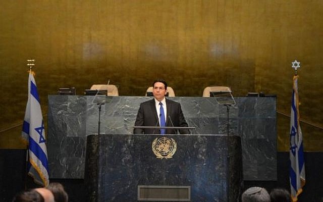Israeli ambassador to the UN, Danny Danon, speaks at the anti-BDS conference at the General Assembly on May 31, 2016. (Shahar Azran) Israeli ambassador to the UN, Danny Danon, speaks at the anti-BDS conference at the General Assembly on May 31, 2016. (Shahar Azran)