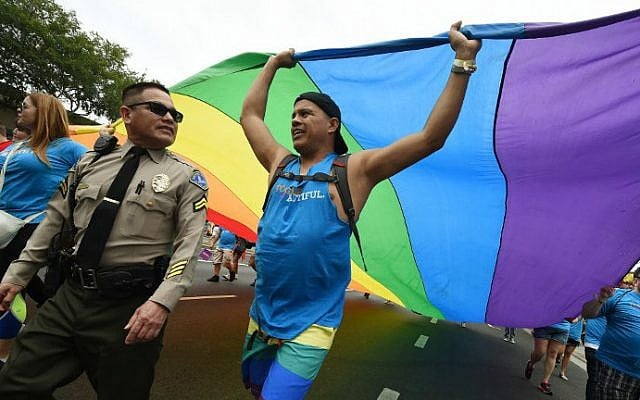 Sheriff's deputies provide security during the 2016 Gay Pride Parade on June 12, 2016 in Los Angeles, California. (Mark Ralston/AFP) Sheriff's deputies provide security during the 2016 Gay Pride Parade on June 12, 2016 in Los Angeles, California. (Mark Ralston/AFP)