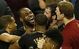 Cleveland Cavaliers forward LeBron James celebrates after defeating the Golden State Warriors to win the NBA Finals on June 19, 2016 in Oakland, California.
(AFP/ Beck Diefenbach)