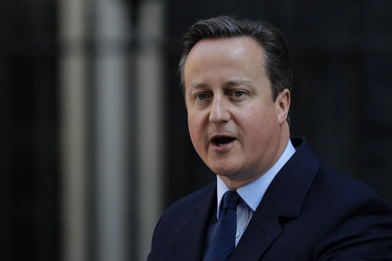 British Prime Minister David Cameron speaks to the press in front of 10 Downing Street in central London on June 24, 2016. (AFP/Adrian Dennis) British Prime Minister David Cameron speaks to the press in front of 10 Downing Street in central London on June 24, 2016. (AFP/Adrian Dennis)