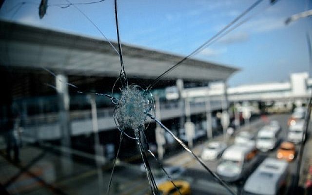 Bullet impacts are pictured on a window at Ataturk airport's International airport on June 29, 2016, a day after a suicide bombing and gun attack targeted Istanbul's airport, killing at least 41people. (AFP/Ozan Kose) Bullet impacts are pictured on a window at Ataturk airport's International airport on June 29, 2016, a day after a suicide bombing and gun attack targeted Istanbul's airport, killing at least 41people. (AFP/Ozan Kose)