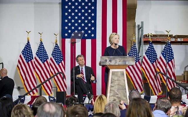 Democratic presidential candidate Hillary Clinton speaks to supporters at the Cleveland Industrial Innovation Center on June 13, 2016 in Cleveland, Ohio. (Angelo Merendino/Getty Images/AFP)