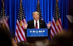 Presumptive Republican presidential candidate Donald Trump speaks during an event at Trump SoHo Hotel, New York City, June 22, 2016. (Drew Angerer/Getty Images/AFP)