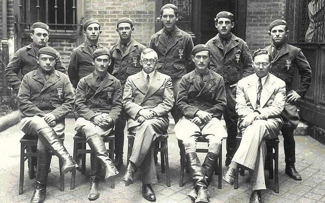 Milton Viorst points to Ze'ev Jabotinsky (seated, center, pictured here with members of his right-wing Revisionist Zionist movement Betar) as the forebearer of today's hard-line Zionism. (Wikimedia commons)
