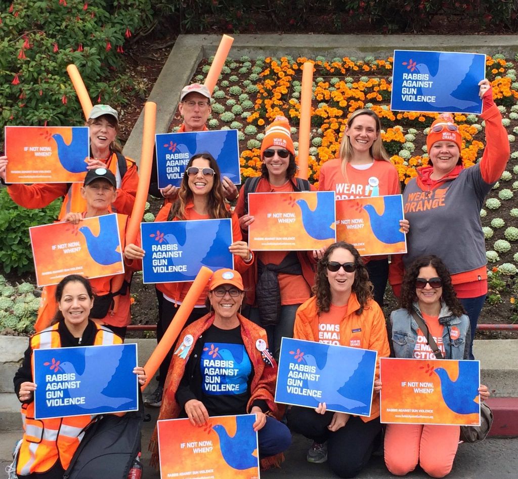 A group of supporters/members of Rabbis Against Gun Violence at the June 3, 2016 #WearOrange SF Golden Gate Bridge March. (courtesy Rabbis Against Gun Violence) A group of supporters/members of Rabbis Against Gun Violence at the June 3, 2016 #WearOrange SF Golden Gate Bridge March. (courtesy Rabbis Against Gun Violence)