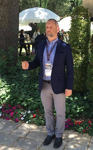 Rabbi Amichai Lau-Lavie poses at the Israeli President's Residence, May 31, 2016. (Courtesy)