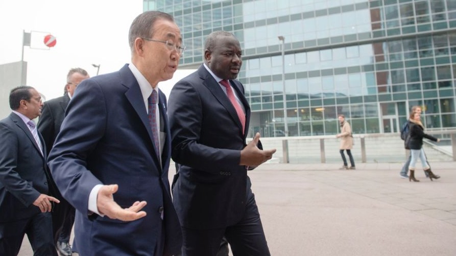 Dr. Lassina Zerbo, executive secretary of the Comprehensive Nuclear Test Ban Treaty Organization, walks with Secretary-General of the United Nations Ban Ki-Moon on November 6, 2014. (CTBTO/Flickr) Dr. Lassina Zerbo, executive secretary of the Comprehensive Nuclear Test Ban Treaty Organization, walks with Secretary-General of the United Nations Ban Ki-Moon on November 6, 2014. (CTBTO/Flickr)