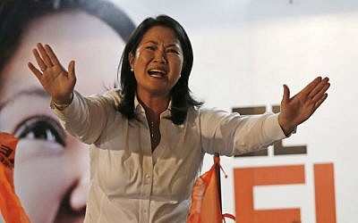 Presidential candidate and daughter of imprisoned ex-President Alberto Fujimori, Keiko Fujimori greets supporters in Lima, Peru, June 5, 2016. (AP Photo/Silvia Izquierdo) Presidential candidate and daughter of imprisoned ex-President Alberto Fujimori, Keiko Fujimori greets supporters in Lima, Peru, June 5, 2016. (AP Photo/Silvia Izquierdo)