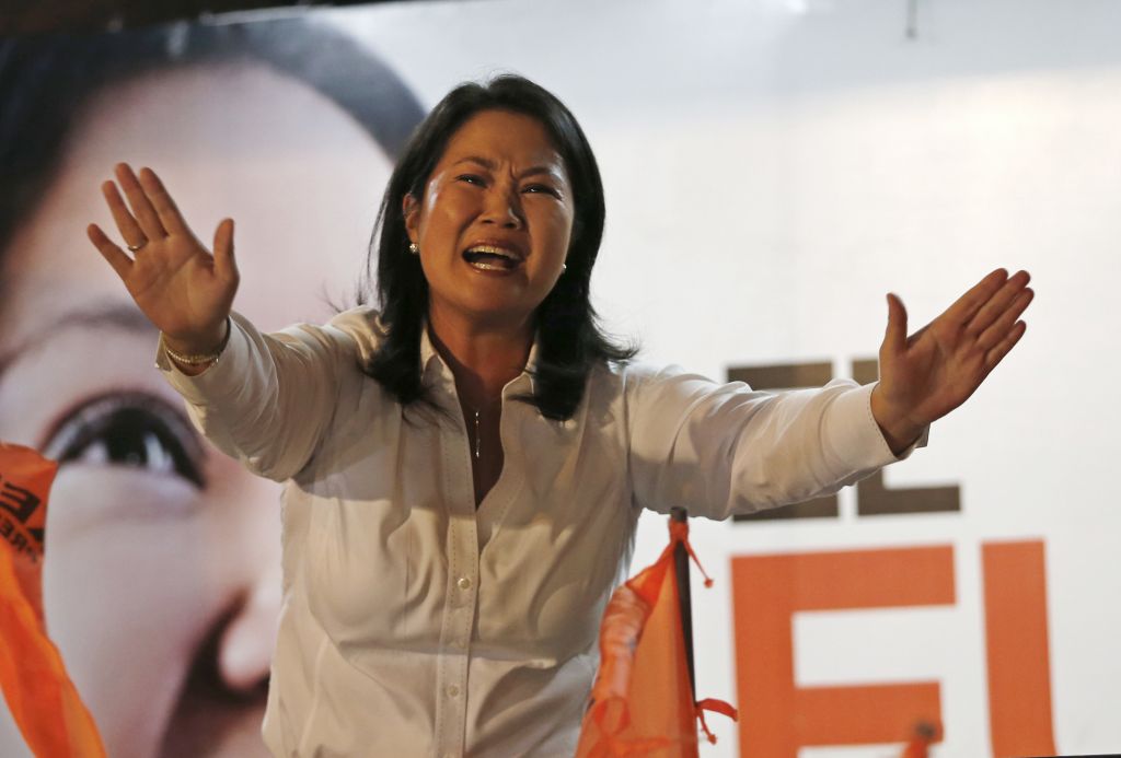 Presidential candidate and daughter of imprisoned ex-President Alberto Fujimori, Keiko Fujimori greets supporters in Lima, Peru, June 5, 2016. (AP Photo/Silvia Izquierdo) Presidential candidate and daughter of imprisoned ex-President Alberto Fujimori, Keiko Fujimori greets supporters in Lima, Peru, June 5, 2016. (AP Photo/Silvia Izquierdo)