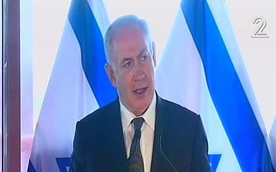 Prime Minister Benjamin Netanyahu announces Israel's reconciliation deal with Turkey on Monday, June 27, 2016 (screen capture: Channel 2)